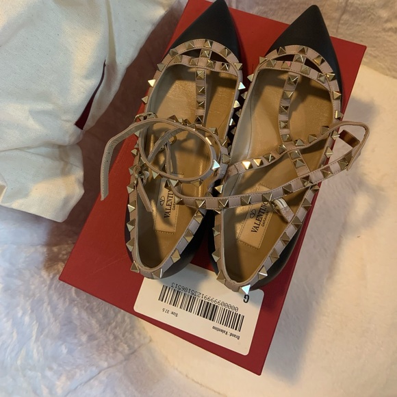 Valentino black Rockstud Caged Patent Flat - Picture 2 of 7